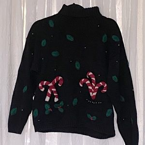 Vintage Christmas Sweater candy canes size L